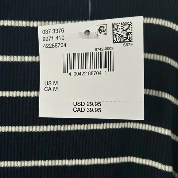 American Eagle Soft&Sexy Long Sleeve Mock Neck Ribbed T-Shirt Navy Size M - Picture 4 of 13